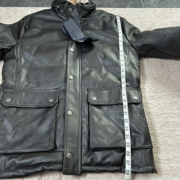 NWT Emporio &Co Dark Brown Faux Leather Jacket Coat Size XXL Fits like a Large - Picture 9 of 16